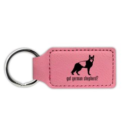 Mister Petlife Got German Shepherd Keychain Leatherette Rectangle - Laser Engraved - Many Colors - Key Chain Ring - v2 - Pink