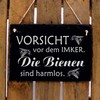 Weatherproof Slate Sign with Bees Motif "Vorsicht vor dem Imker"