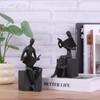 oliruim Black Reading Couple Decor Iron Bookends, Unique Retro Man