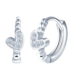 Yumilok Women's Earrings Heart Hoop Earrings Small Cubic Zirconia 925 Sterling Silver Huggie Piercings For Women, Cubic Zirconia