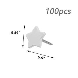 Dnyta 100pcs White Star Pushpins 0.45"x0.6" Cute Small Pushpins Decorative Thumb Tacks for Cork Board