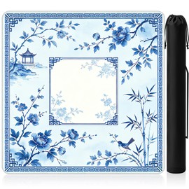 Mocsicka Blue Chinoiserie Mahjong Mat 31.5" x 31.5" with Carry Bag