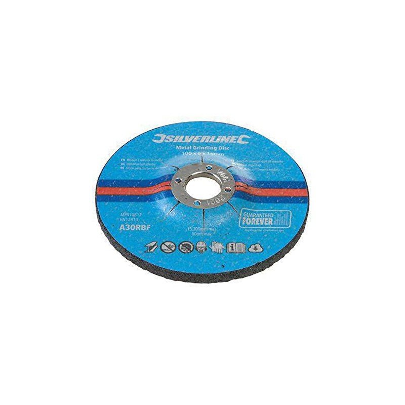 Silverline 699791 Metal Grinding Discs 10pk 100 x 6 x