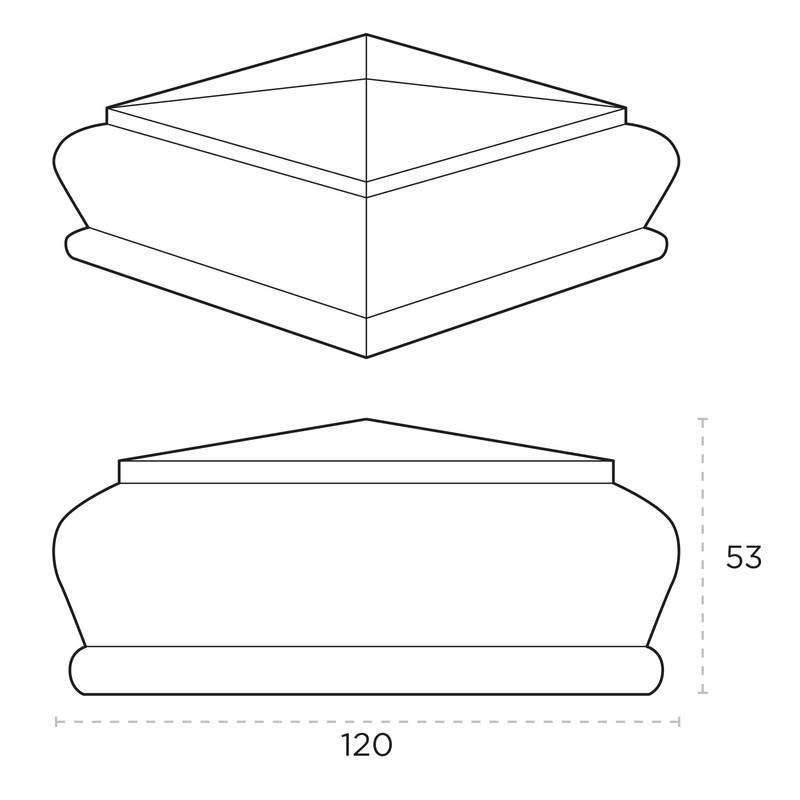 Pine Pyramid Newel Cap 90mm Full – Square Cap for