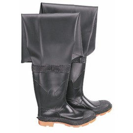 ONGUARD 86055 PVC/Polyester Men's Plain Toe Hip Wader with Cleated Outsole, 32" Height, Black, Size 11