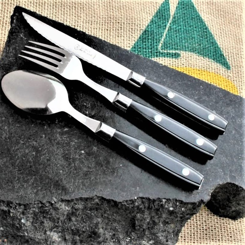 Trampalan Bistro Cutlery Set, Made in France, NERON Noir Black,