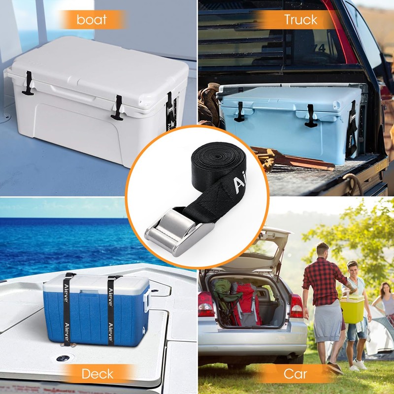 Aieve Cooler Tie Down Straps Kit - Ice Chest Lock
