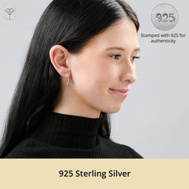 Cubic Zirconia Threader Earrings for Women in 925 Sterling Silver with 1.5 Inch CZ by MAX + STONE