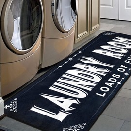 EYECY Farmhouse Laundry Room Rug Runner 20"x49" Non Slip Floor Mat Durable Decor for Entrance Area Rug Bathroom Hallway Accessories (Blue-1)