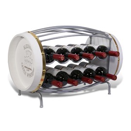 CoTa Global Napoleon Metal Wine Rack - Freestanding Barrel Shape Metal Wine Holder for 10 Wine Bottles, Decorative Bottle Rack Floor Stand, Rustic Countertop Wine Storage Shelf Organizer for Wine Bar