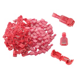 Aiqeer 100 Pieces (50 Pairs) Red T-Tap Electrical Connector Set, T-Tap Wire Connector, T Branch Connector, Quick Connector and Fully Insulated Flat Connector Kit