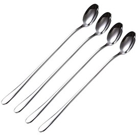 Long Handle Spoon Set, 4 Pieces 9-inch Spoon, Stainless Steel Iced Teaspoon for Cocktail Stirring,Mixing,Milkshake,Tea,Coffee.