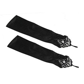 LYING Women's Wedding Gloves, Fingerless, Long Length, Stretch, Arm Cover, UV Protection, Fingerless Gloves, Bridal Supplies, Dress Gloves, Weddings, After Parties, Receptions, Nail Gloves, Beautiful, Formal, Parties, Recitals, Concerts, Popular, White/Black
