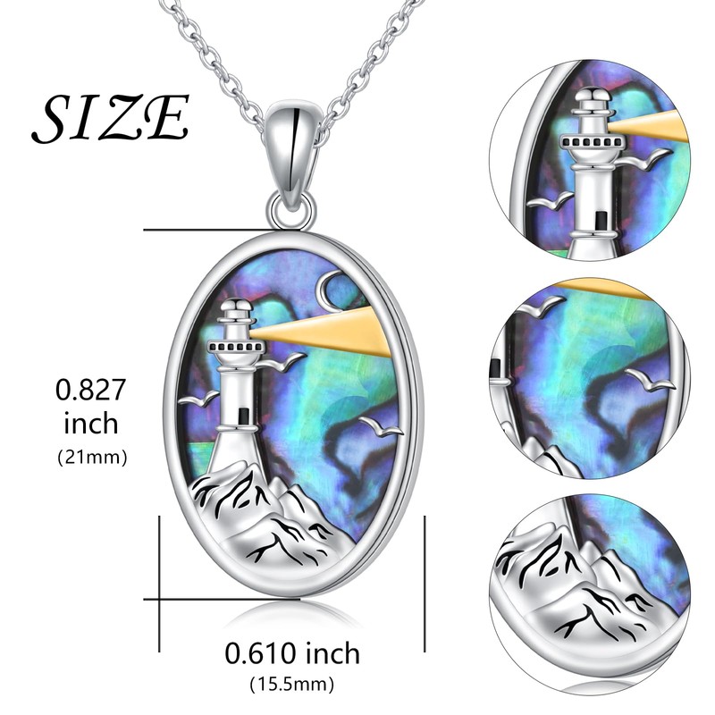 SHAOAN 925 Sterling Silver Lighthouse Mountain Pendant Necklace for Women