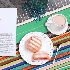 84 X 59 Inch Mexican Serape Blanket Bay Window Blanket, Mexican Tablecloth Serape Tatami Blanket Bed Blanket Table Cover Tapestry Blanket Picnic Mat for Mexican Party Wedding Decorations