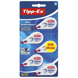 BIC Tipp-Ex Mini Pocket Maus Korrekturroller, Blisterverpackung mit 5 Stück