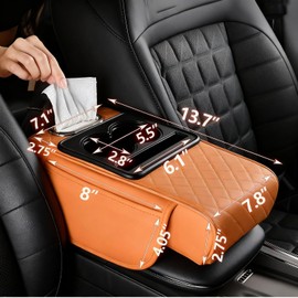 Reposabrazos para automóvil y funda de consola, organizador de consola central de automóvil con soporte para tazas de consola central, espuma viscoelástica impermeable, protector de