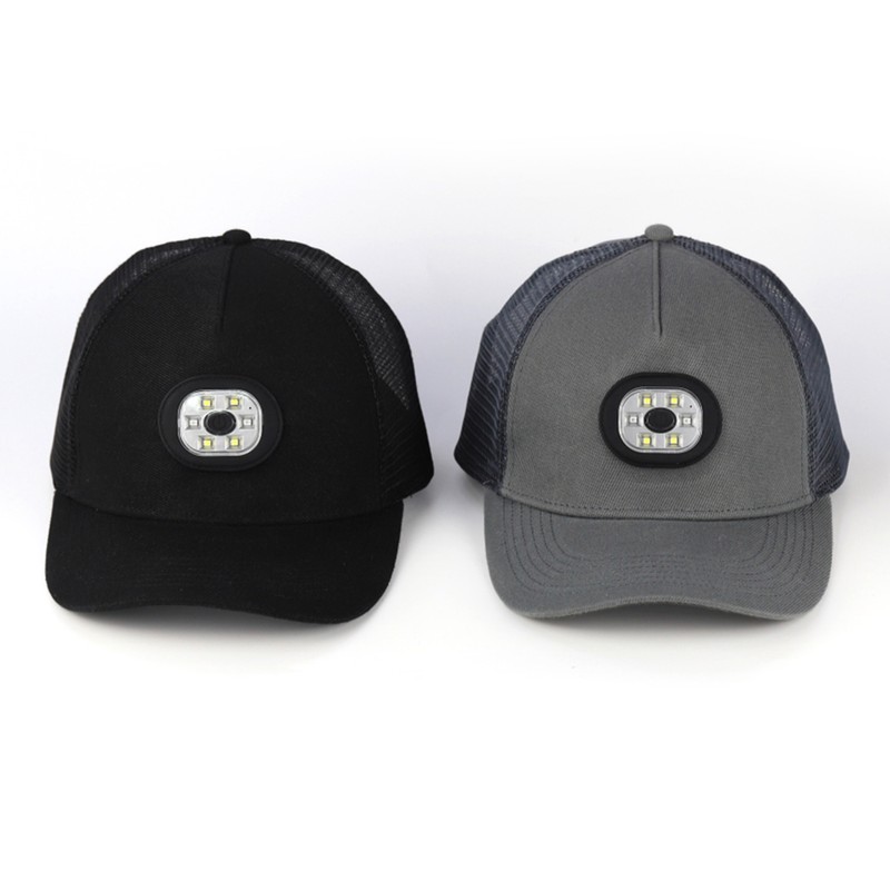 LED Baseball Cap Rechargeable Headlamp Hat Summer Breathable Adjustable Hat