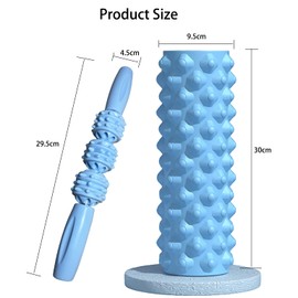 Fascia Roller, Yoga Pilates Massage Roller, 2-Piece Pillar Fascia Roller Made of EVA Foam/PP, 2 Sizes with Trigger Point, Massages Deep Tissue and Relieves Back Pain, Calves, Legs