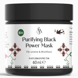Mixedskins Purifying Black Power Mask, Organic Black Mask Against Pimples and Blackheads, Natural Cosmetics, Vegan with Activated Carbon and Clay