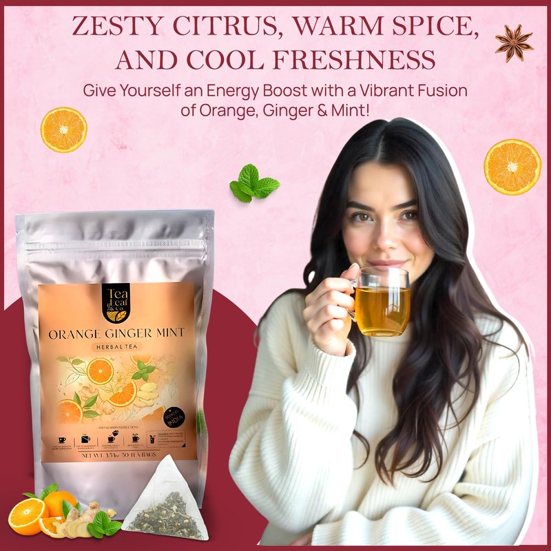 Orange Ginger Mint Herbal Tea 100gm, Natural Herbal Infusion, 50