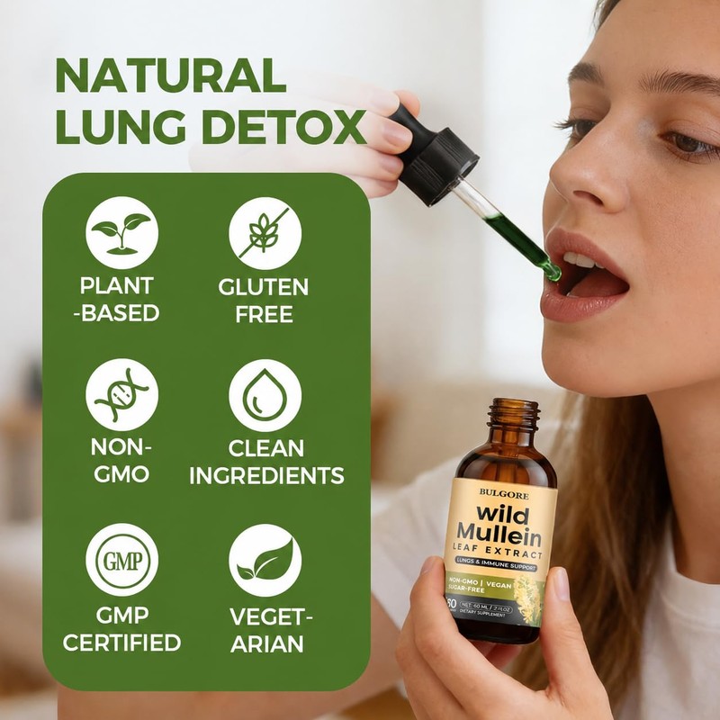 Wild Mullein Drops for Lungs, Organic Liquid Wild Mullein Leaf