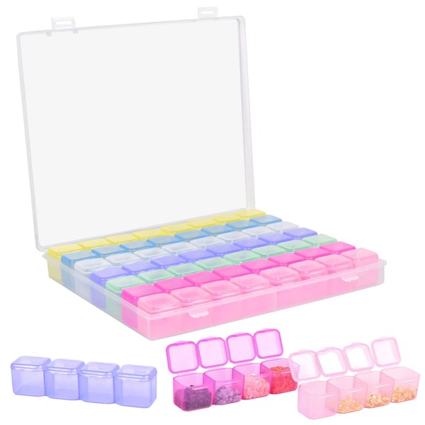 Jinlaili Compartments Plastic Tins, 56 Slots Nail Art Jewellery Organiser,