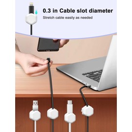 Cord Holder - Cable Clips - Cord Organizer for Desk - Cord Holder for Nightstand - for Desk, Nightstand, Phone Charger, Computer, Home, Office, Car（6pcs）