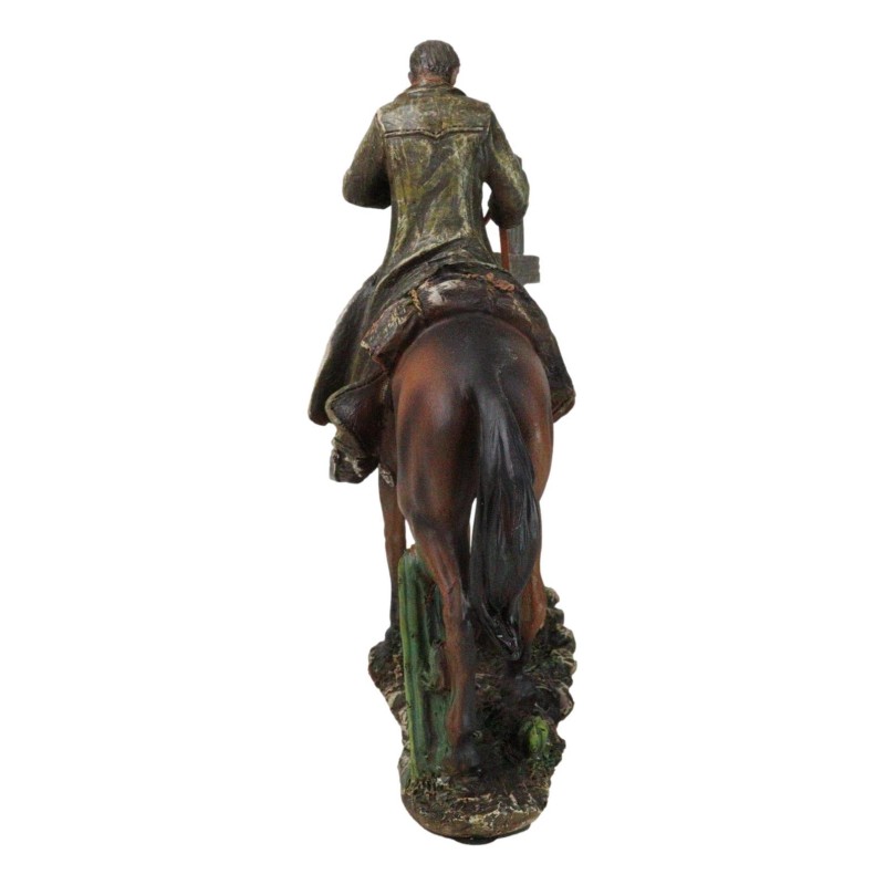Western Cowboy in Solemn Prayer On Horse By Faded Cross