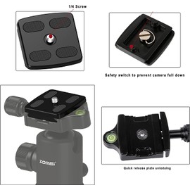 ZOMEI - Placa de montaje universal de liberación rápida para trípode Q555, Q666, Q666C, Z818, Z669, Z669C, M5 y BONFOTO B690A B690C B168