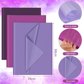 PLULON 90 Sheets Purple Tissue Paper Bulks, Gift Wrap Tissue Paper Sheets for Packaging Birthday Gift Wrapping Paper Birthday Wedding Holiday Paper Flower（Purple）
