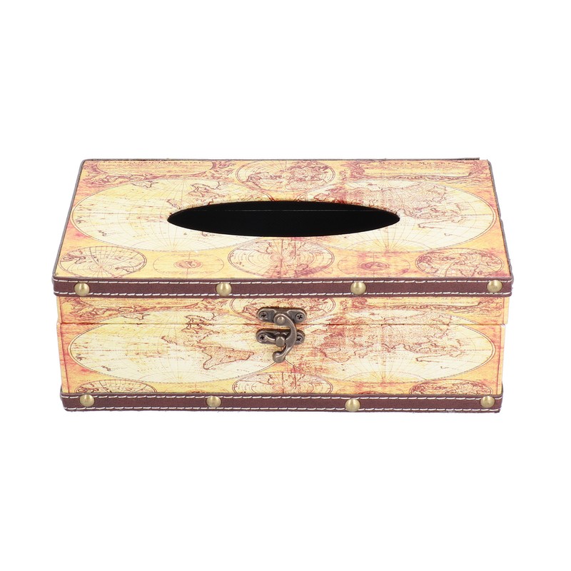 Tissue Box Organizer Composite Wood Leather Rounded Edges Premium Texture