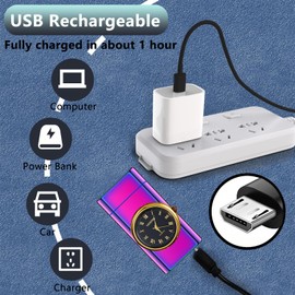 Electric Lighter Dual Arc Lighter Windproof USB C Rechargeable - Flameless Plasma Lighters for Camping, Candles, Kitchen, Outdoor with LED Power Indicator & Child Lock (Colour)