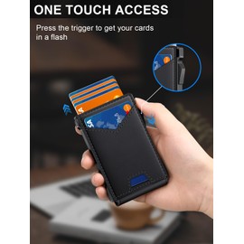 Wallet for Men RFID Wallet with 2 ID Windows & Money Clip, Slim Pop Up Card Holder for 10-12 Cards, Bifold Minimalist Smart Wallet for Front Pocket, Compact Metal Credit Card Holder, Gifts for Men