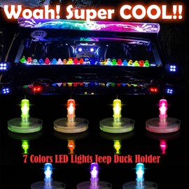 Light Up Duck Plug，Led Lamp Rubber Duck Mount, 16 Luminous Modes On-Off Control Flock Locker Rubber Duck Holder for Car Dash and Fixed Display (4 PCS)