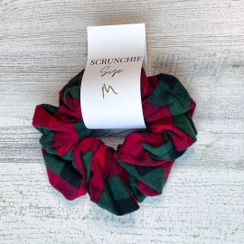 Raven Lane Red & Green Flannel Scrunchie | Big Scrunchies Fashion Hair Ties Medium Volume