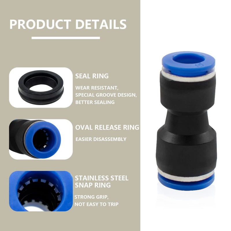 Bwintech 12 Pcs 10mm to 12mm Pneumatic Straight Reducing Push