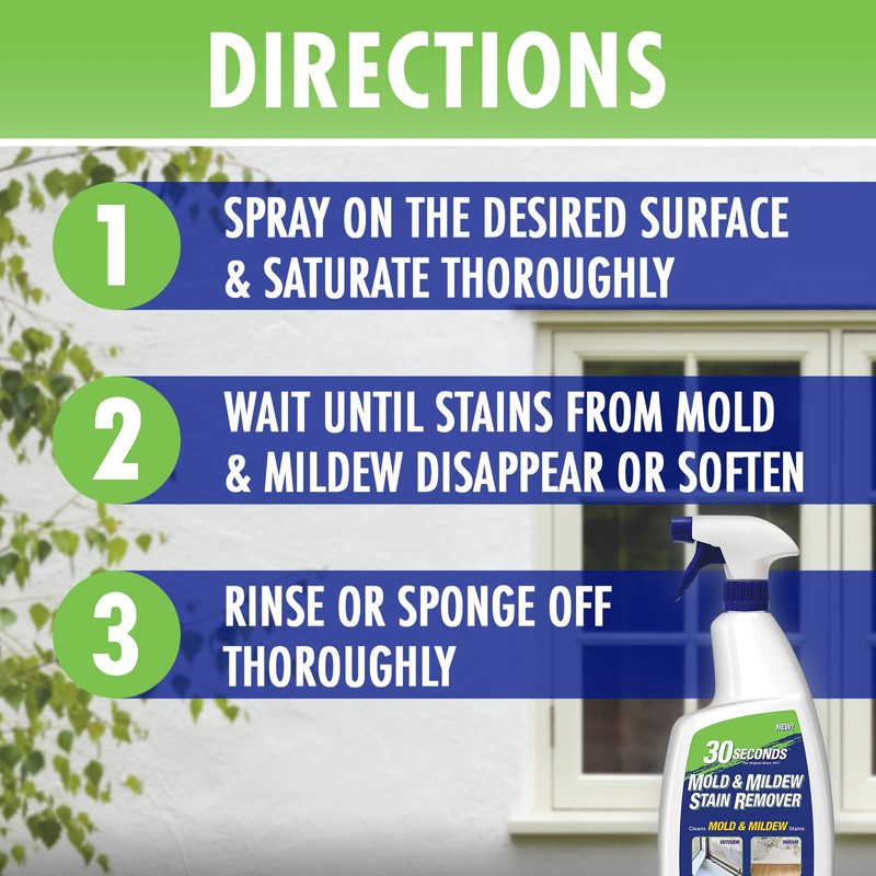 30 Seconds Mold & Mildew Stain Remover Spray- Indoor &