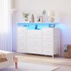 LUMTOK 11 Drawers Dresser with Fabric Drawers,Charging Station, LED Lights