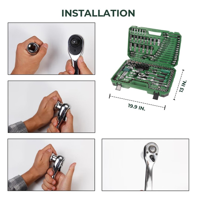 Dawot 151pcs Socket and Drive Tool Set 1/2" 1/4" 3/8"