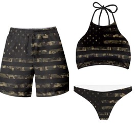 Gekhuqory Matching Swimsuits for Family American Flag Swimming Trunk for Men Patriotic Mesh Lining Breathable Summer Shorts Camo Couples Matching Bathing Suits for Beach Sport-L