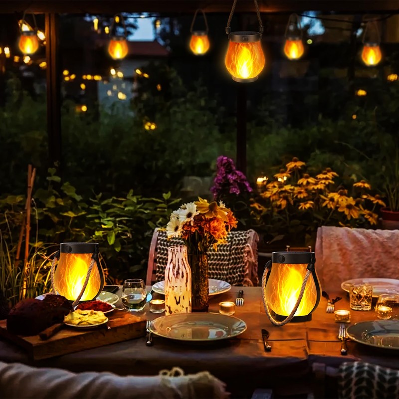 Jyoiat Outdoor Solar Lights Hanging Lanterns - 2 Pack Solar