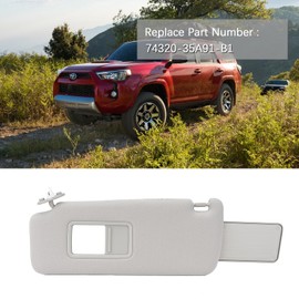 Left Driver Side Sun Visor with Vanity Light Compatible with 2010-2023 Toyota 4Runner Replace # 74320-35A91-B1 (Gray)