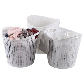 Innouse 6 Packs Plastic Laundry Storage Basket, 30 L Dirty Clothes Hamper Basket, White