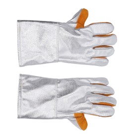 1 Pair Cowhide Welding Gloves Heat Resistant Fireproof Hard Wearing Aluminum Foil Gloves