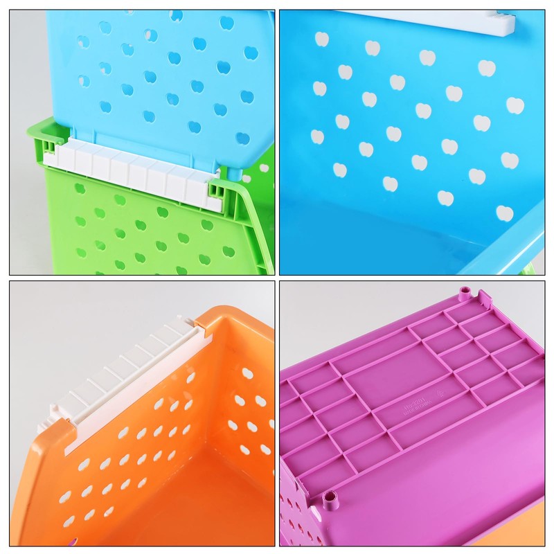 Uumitty 4 Tier Extra Large Stackable Baskets, Plastic Stackable Storage