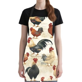 ANNA QUEEN Rooster Apron for Women Men with Pockets, Adjustable Kitchen Chef Aprons for Cooking BBQ Apron Waterproof