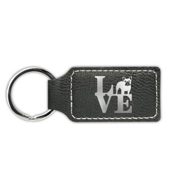 Mister Petlife Love French Bulldog Keychain Leatherette Rectangle - Laser Engraved - Key Chain Ring - park frenchie - Black/Silver