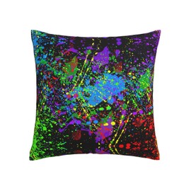 Rqzwdq Glow in Dark Splatter Neon Throw Pillow Covers Square Pillowcase Home Decor for Couch Sofa Bed, Double-Sided Pattern 18x18 Inches