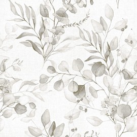 Naphite Floral Wallpaper Peel and Stick Wallpaper for Bedroom Grey Floral Boho Contact Paper for Cabinets Drawer Self Adhesive Removable Farmhouse Contact Paper Eucalyptus Leaf Nursery 17.3inW 590inL